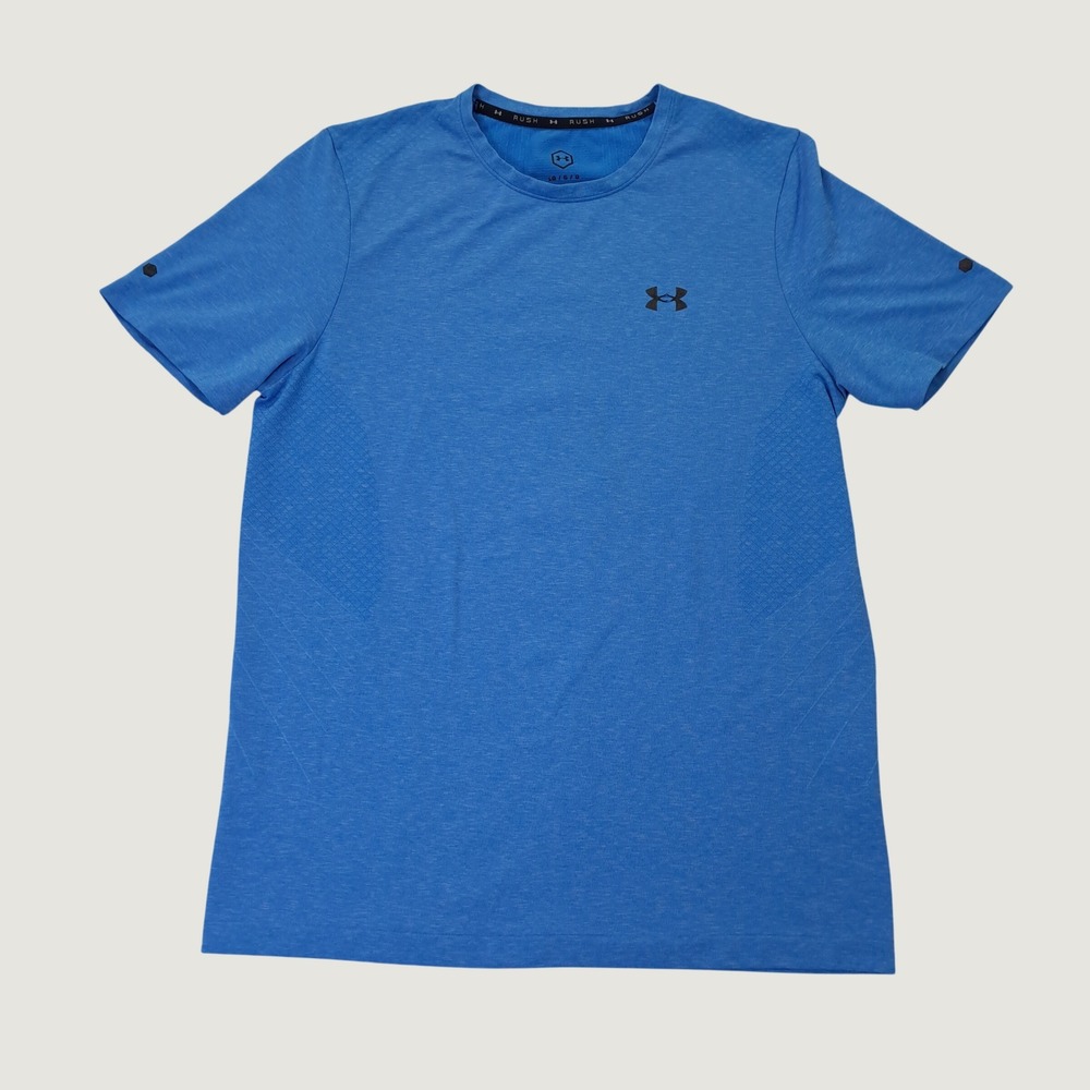 Under Armour Rush HeatGear Men Large Blue Excellent Heathered Training Tee